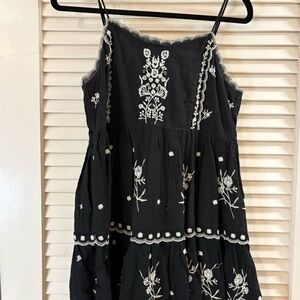 Urban Outfitters Black Dress with White Floral Design